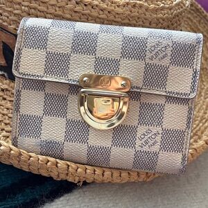 Louis Vuitton Damier Azur Wallet with Gold Clasp